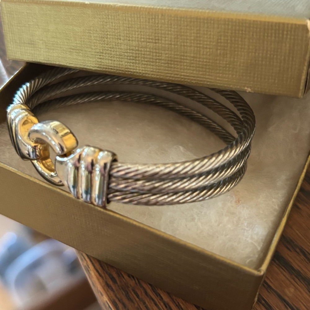 Silver and Gold Cable Bracelet